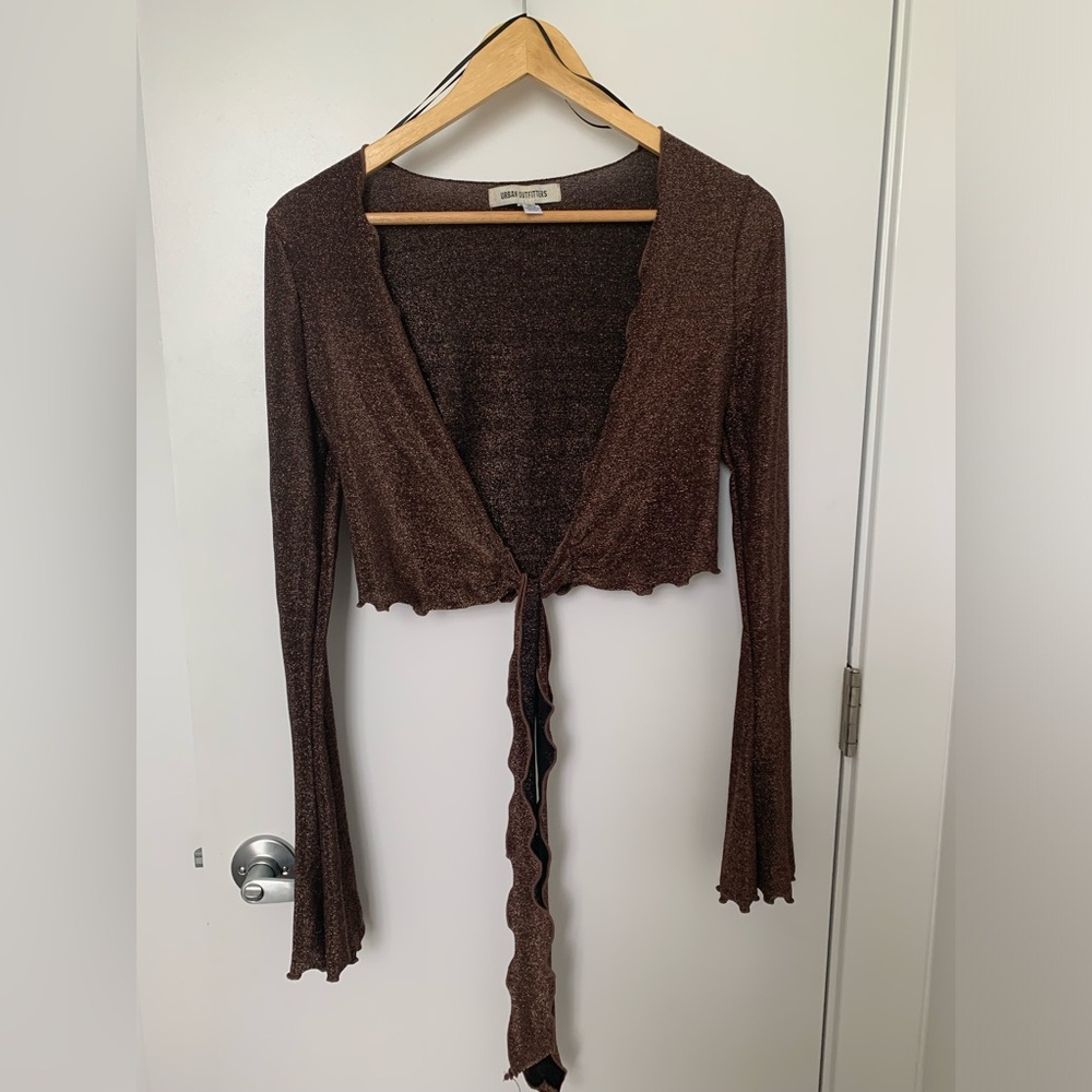 Shimmery Urban Outfitters front tie crop top